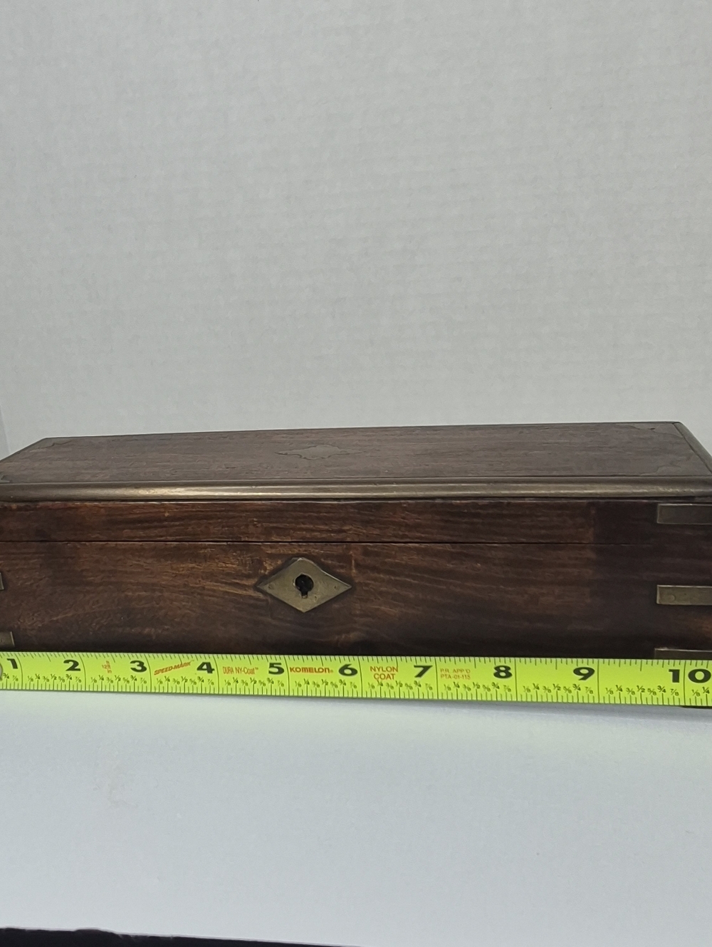 RARE Antique 19thC Rosewood Scribe Box w/ Hidden Drawer & Key - Picture 10 of 16